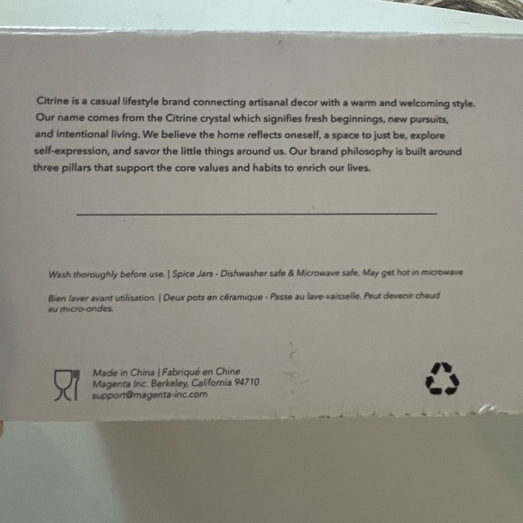 Citrine Canyon Collection Pottery Spice Jar Set of 2 w/ lids by Magenta - Picture 5 of 7